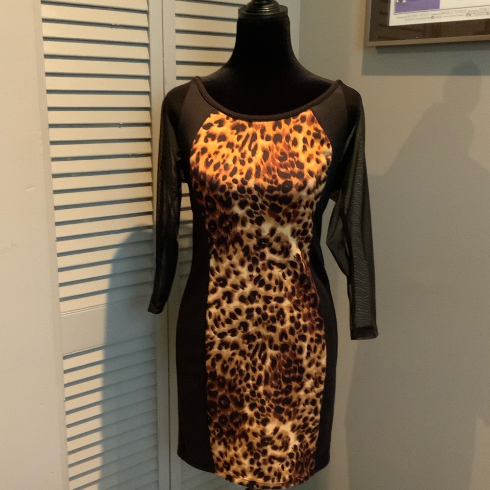 NWOT French Atmosphere, Leopard Mini Dress, Large